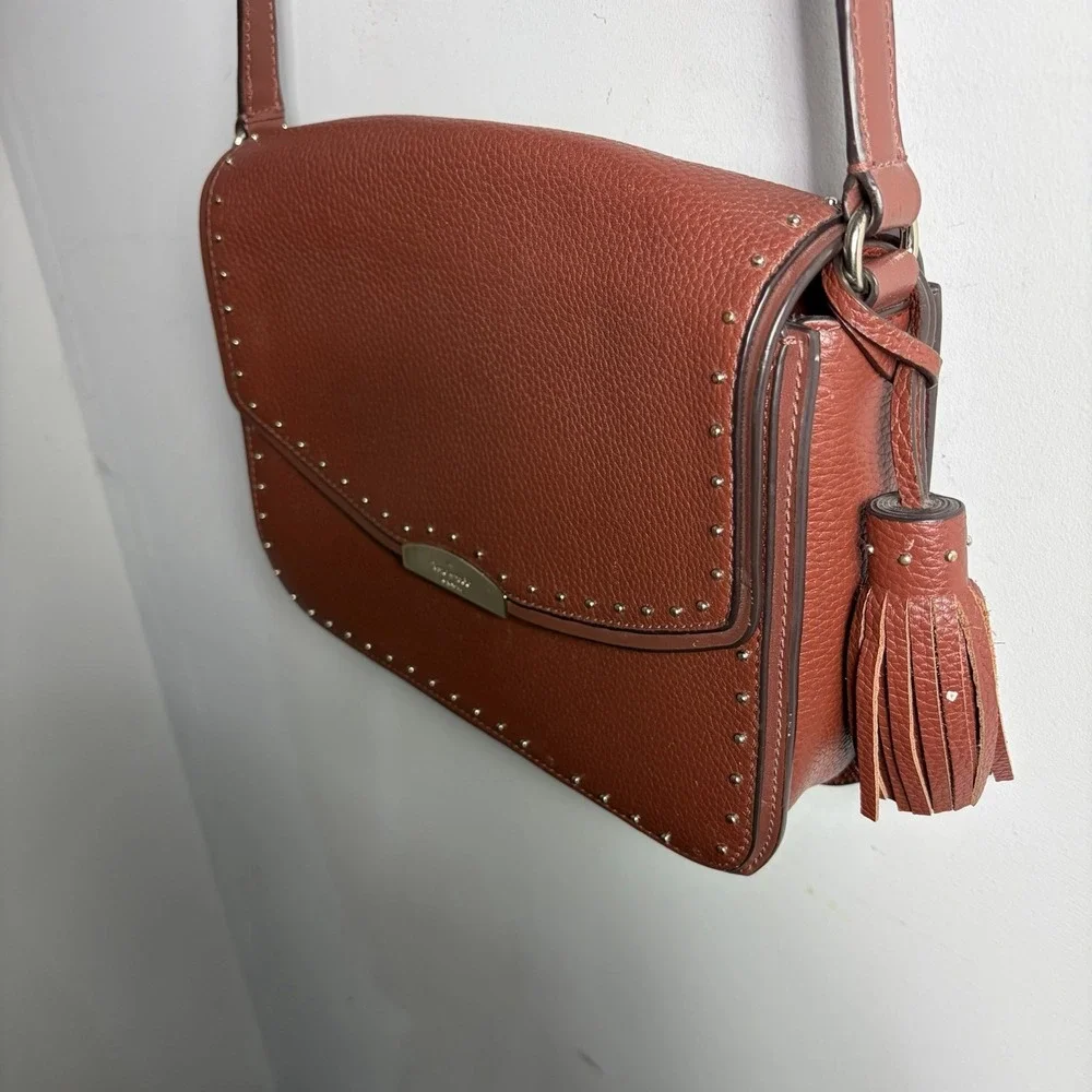 Kate Spade West Street Kenway Crossbody Bag Pebbled Leather Port Brown Studded